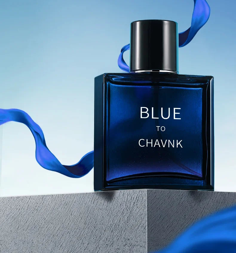 Men's Blue Aromatic Eau de Parfum, 100ml/50ml/2ml Travel Spray, Long-Lasting Woody Fresh Fragrance, Modern Dark Bottle, Gift Box