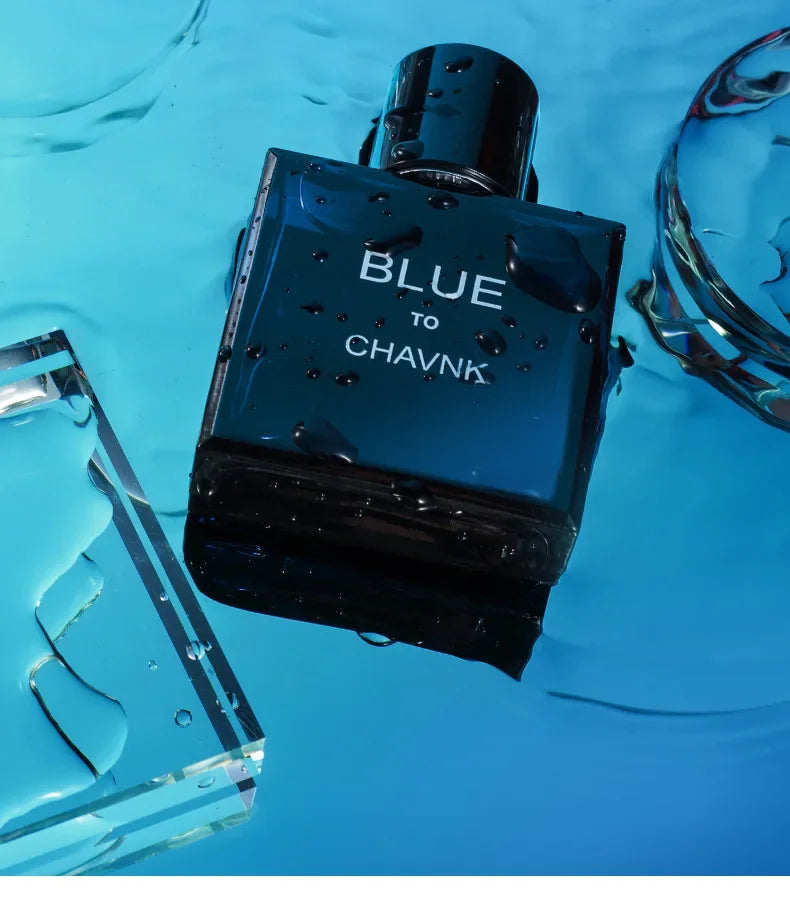 Men's Blue Aromatic Eau de Parfum, 100ml/50ml/2ml Travel Spray, Long-Lasting Woody Fresh Fragrance, Modern Dark Bottle, Gift Box
