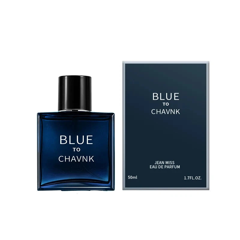 Men's Blue Aromatic Eau de Parfum, 100ml/50ml/2ml Travel Spray, Long-Lasting Woody Fresh Fragrance, Modern Dark Bottle, Gift Box