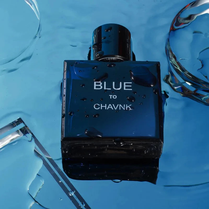 Men's Blue Aromatic Eau de Parfum, 100ml/50ml/2ml Travel Spray, Long-Lasting Woody Fresh Fragrance, Modern Dark Bottle, Gift Box