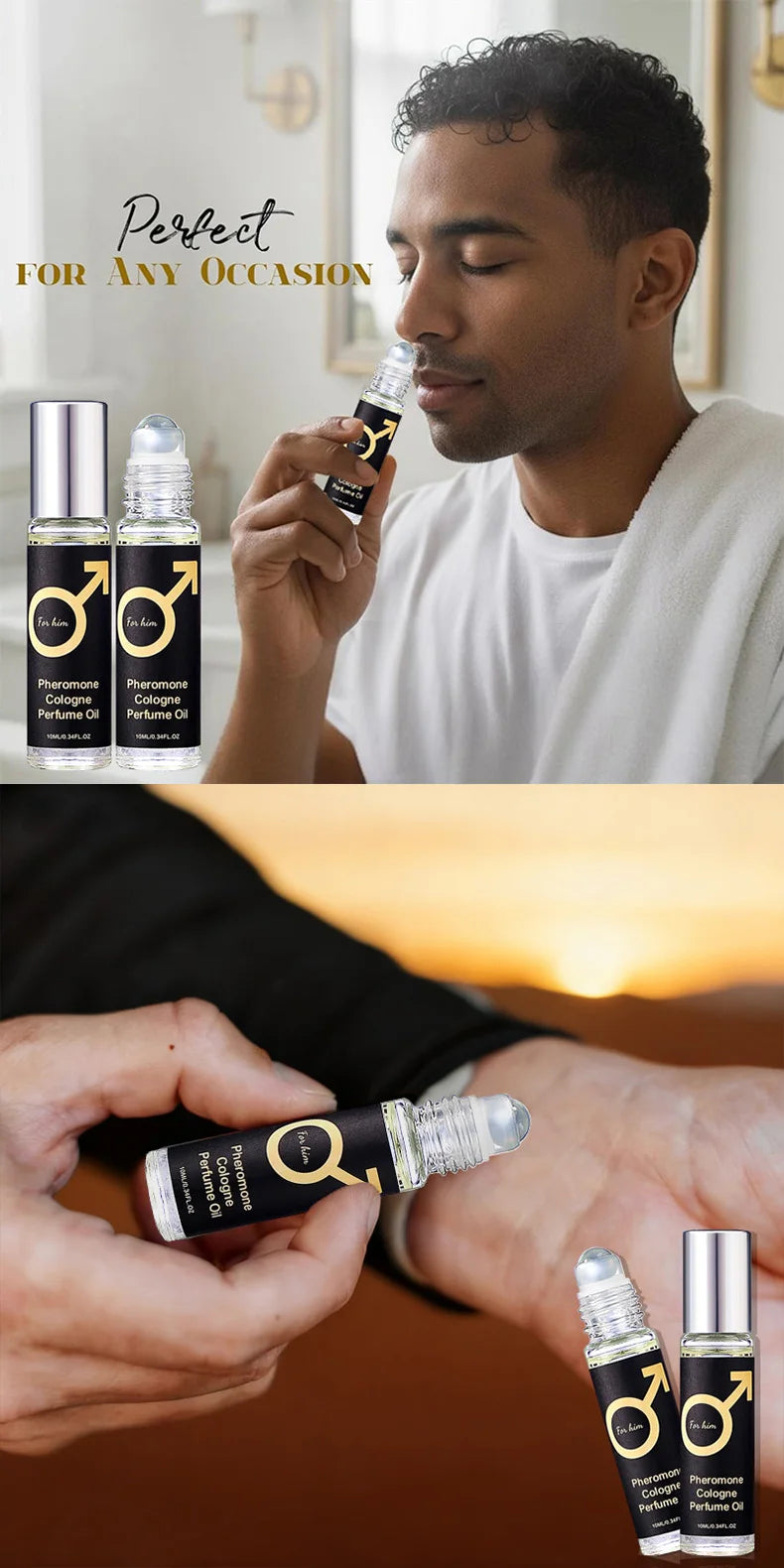 Men's Rolling Fragrance, Long-Lasting Fragrance, Cologne Fragrance, Emits charming Fragrance, Suitable for Dating and Daily Use