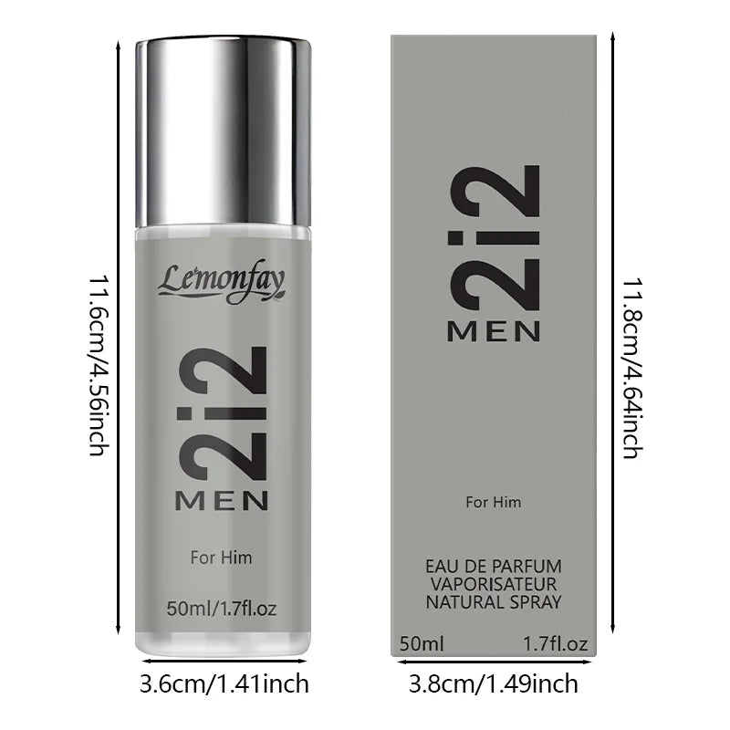 Lemonfay 2i2 Men Eau De Parfum For Him Natural Spray Long Lasting Fragrance 50ml/1.7fl.oz for Dating Daily Use