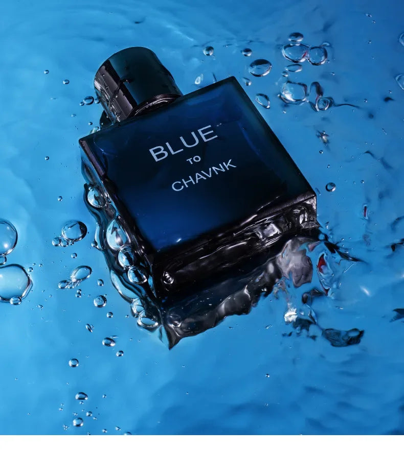 Men's Blue Aromatic Eau de Parfum, 100ml/50ml/2ml Travel Spray, Long-Lasting Woody Fresh Fragrance, Modern Dark Bottle, Gift Box