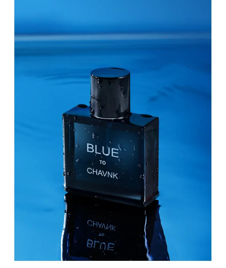 Men's Blue Aromatic Eau de Parfum, 100ml/50ml/2ml Travel Spray, Long-Lasting Woody Fresh Fragrance, Modern Dark Bottle, Gift Box