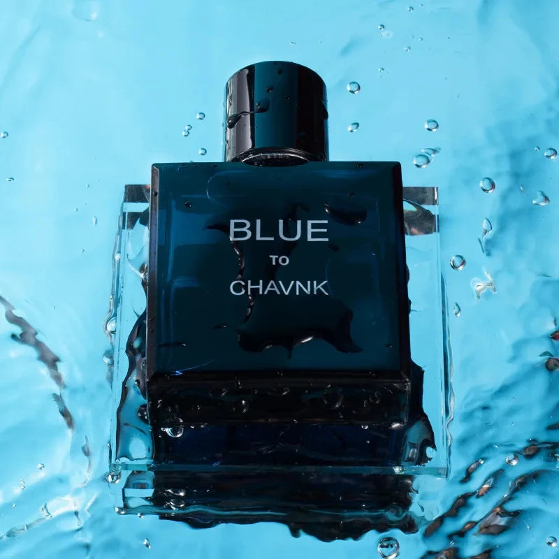 Men's Blue Aromatic Eau de Parfum, 100ml/50ml/2ml Travel Spray, Long-Lasting Woody Fresh Fragrance, Modern Dark Bottle, Gift Box